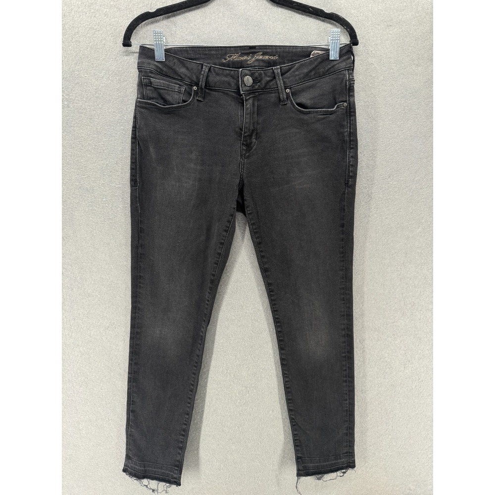 Mavi Alexa Petite‎ Jeans Womens Size 28P Black Wash Skinny Leg Raw Frayed Hem